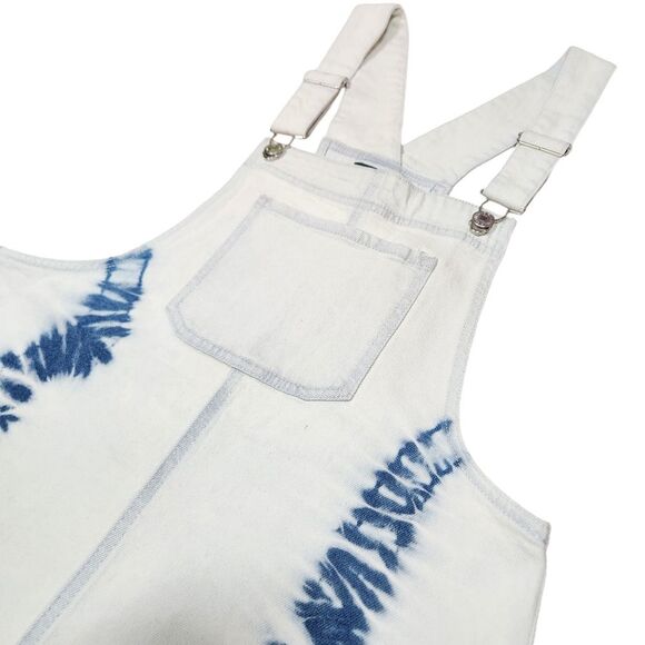 Wild Fable‎ Women's Tie Dye Denim Pinafore Mini Short Jean Dress Overalls Blue M - Picture 7 of 14